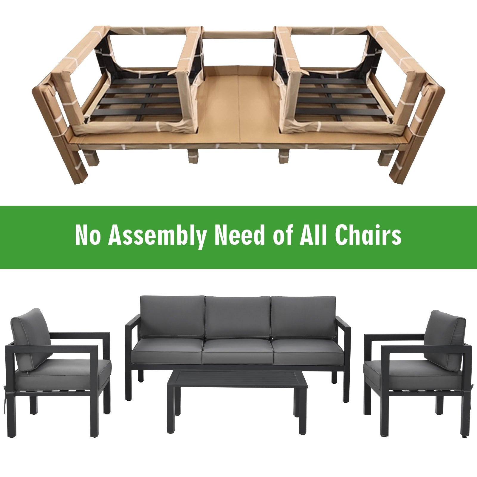 Costway 4-Piece Outdoor Patio Furniture Set Gray 78053694 New
