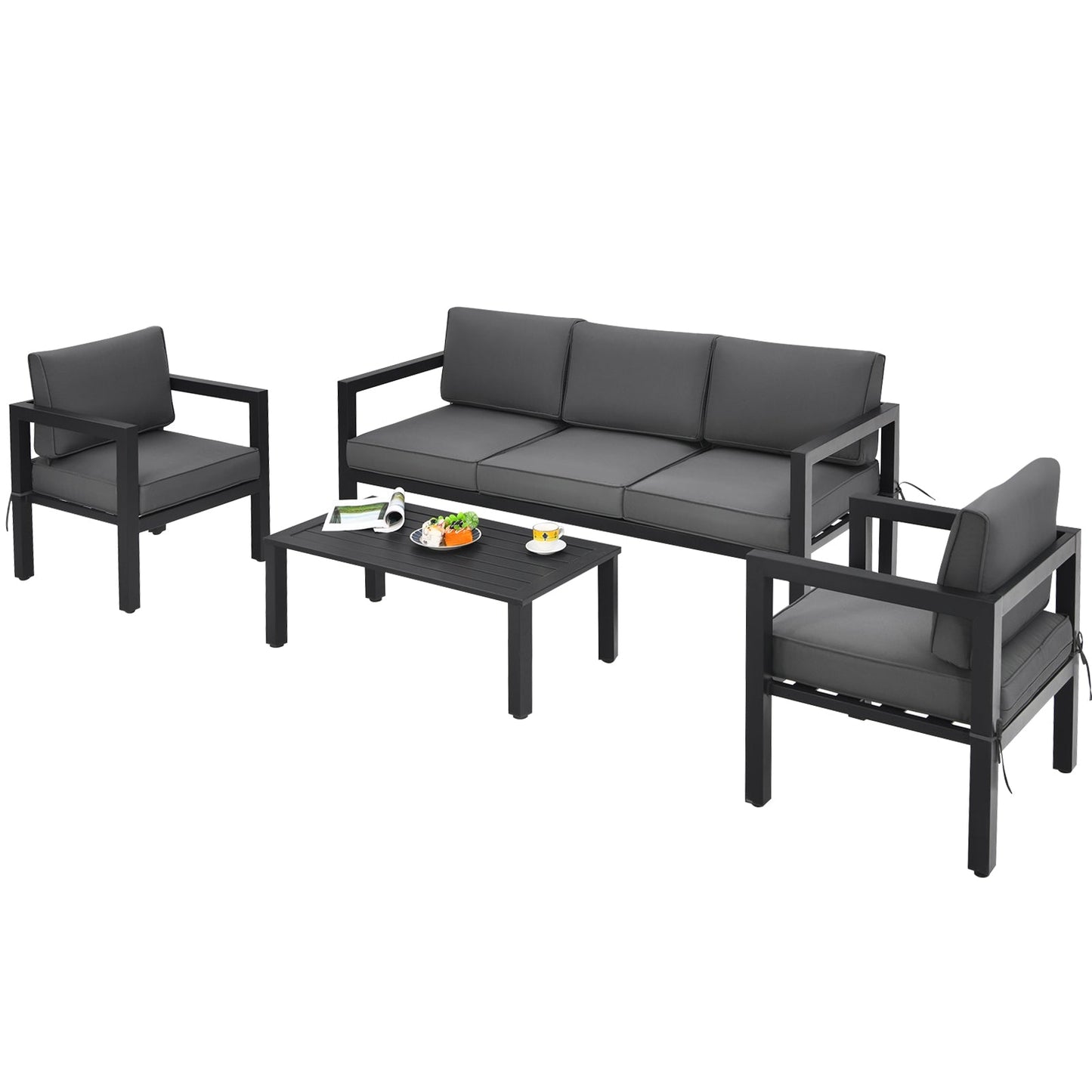 Costway 4-Piece Outdoor Patio Furniture Set Gray 78053694 New