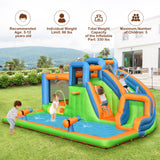 Costway 7-in-1 Inflatable Giant Water Park Bouncer Dual Climbing Walls 735W Blower 34625810 New