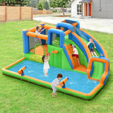 Costway 7-in-1 Inflatable Giant Water Park Bouncer Dual Climbing Walls 735W Blower 34625810 New