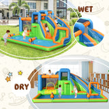 Costway 7-in-1 Inflatable Giant Water Park Bouncer Dual Climbing Walls 735W Blower 34625810 New