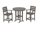 Lakeside 3-Piece Round Farmhouse Arm Chair Counter  Set