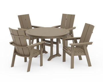 Modern Curveback Adirondack 5-Piece Nautical Trestle Dining Set