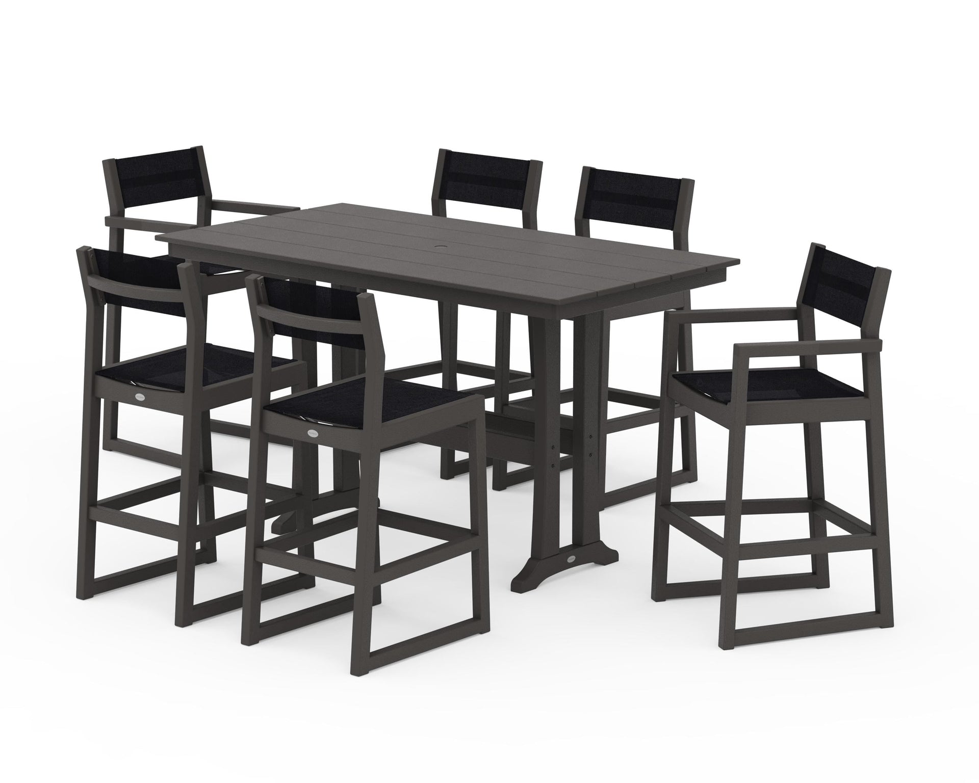 EDGE Sling 7-Piece Farmhouse Bar Set with Trestle Legs
