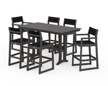 EDGE Sling 7-Piece Farmhouse Bar Set with Trestle Legs