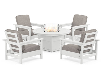 Club 5-Piece Conversation Set with Fire Pit Table