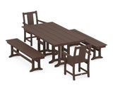 Prairie 5-Piece Farmhouse Dining Set with Benches
