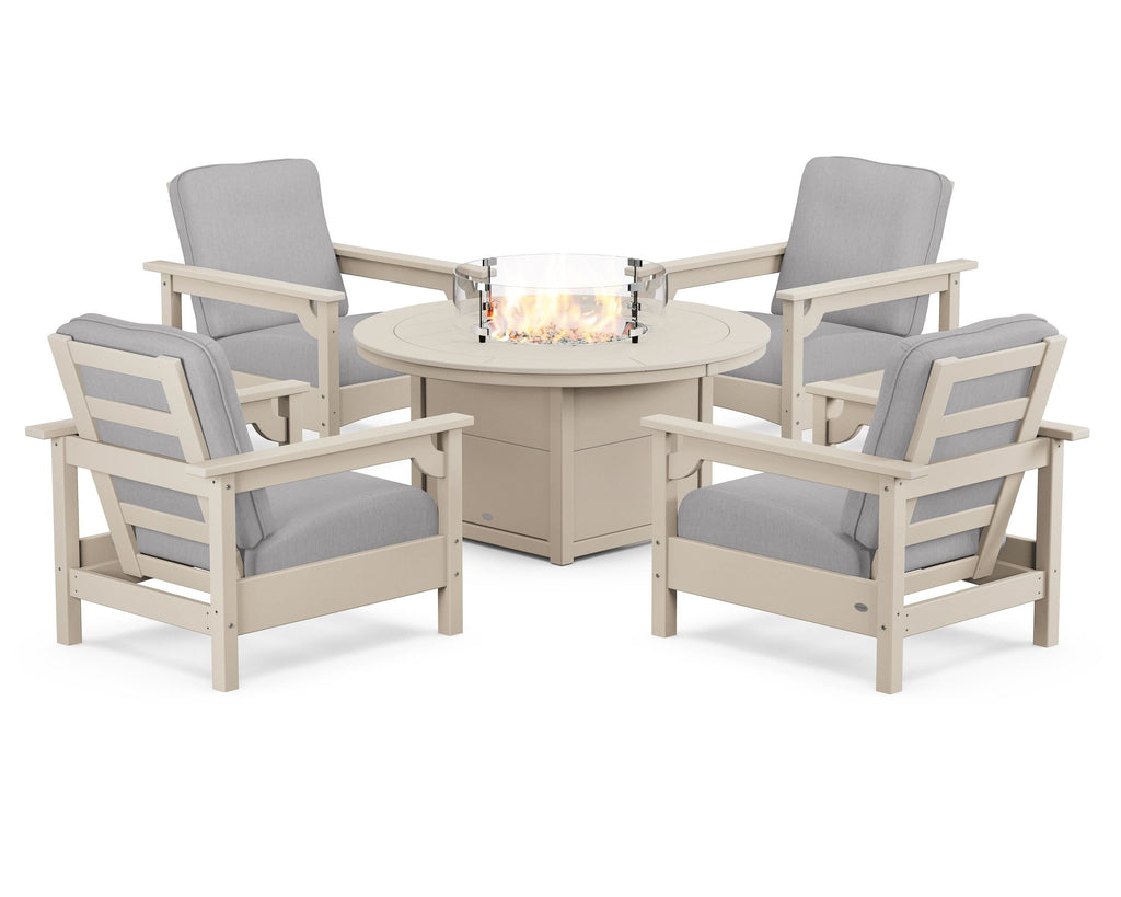 Club 5-Piece Conversation Set with Fire Pit Table