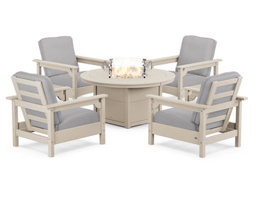 Club 5-Piece Conversation Set with Fire Pit Table
