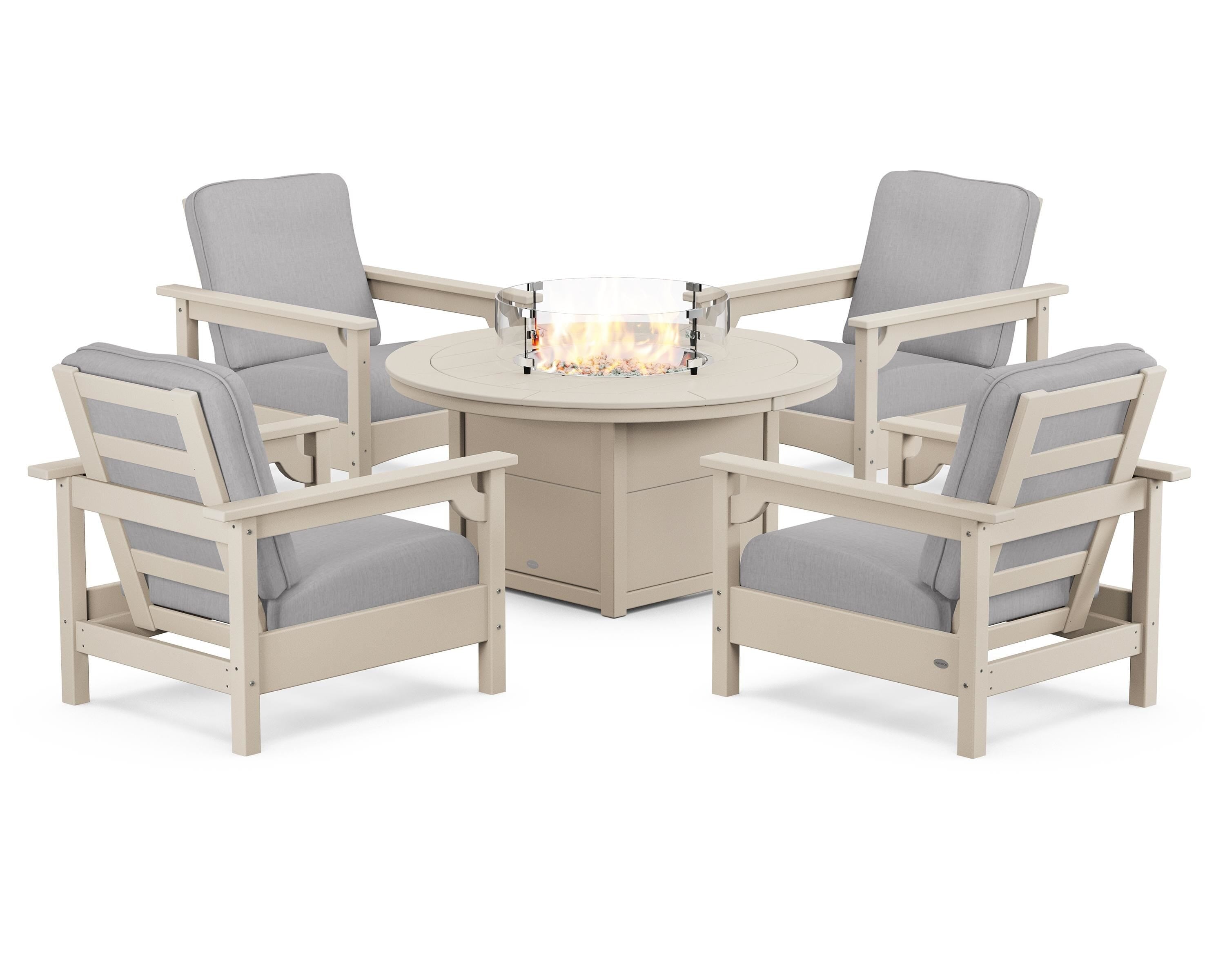 Club 5-Piece Conversation Set with Fire Pit Table