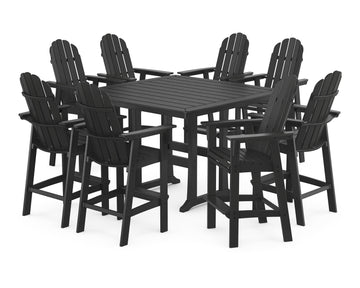 Vineyard Curveback Adirondack 9-Piece Trestle Bar Set