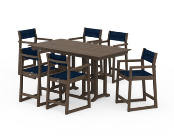 EDGE Sling Arm Chair 7-Piece Farmhouse Counter Set