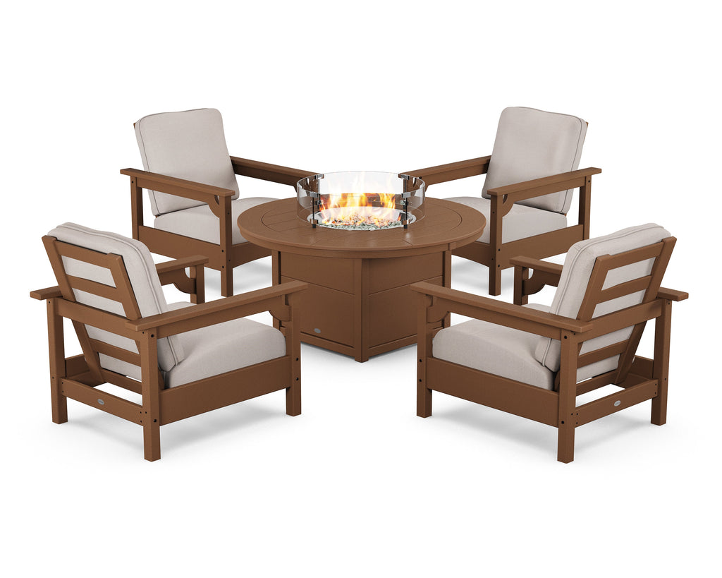 Club 5-Piece Conversation Set with Fire Pit Table