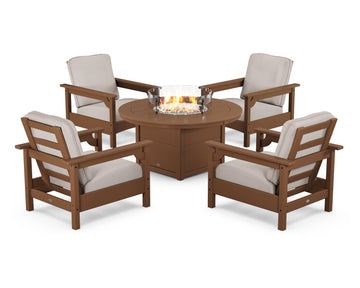 Club 5-Piece Conversation Set with Fire Pit Table