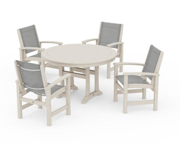 Coastal 5-Piece Round Dining Set with Trestle Legs