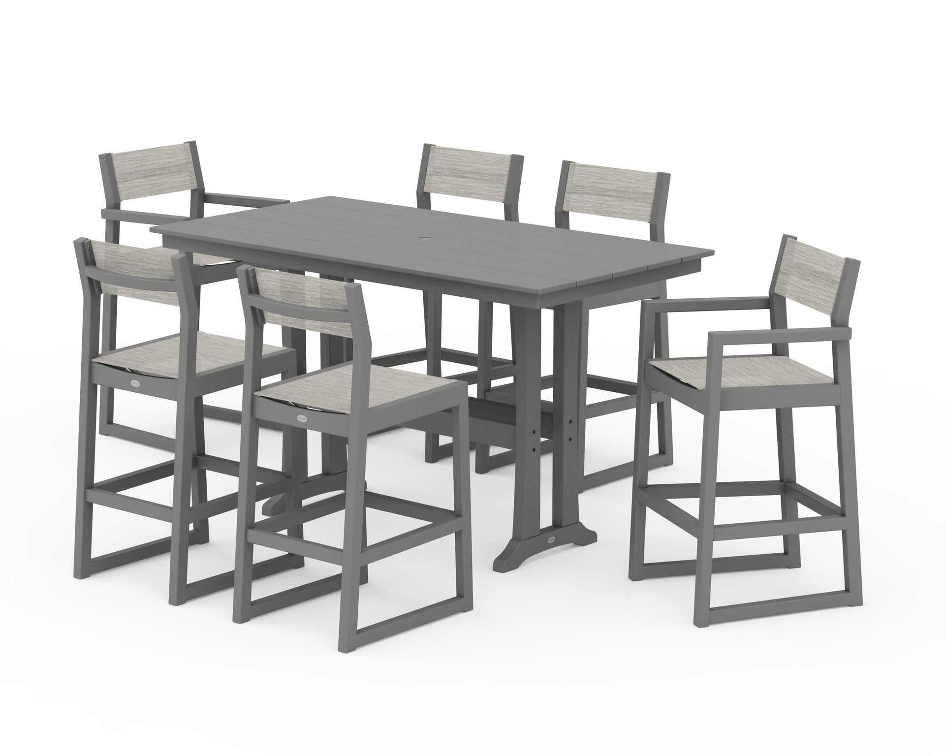 EDGE Sling 7-Piece Farmhouse Bar Set with Trestle Legs