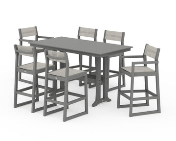 EDGE Sling 7-Piece Farmhouse Bar Set with Trestle Legs