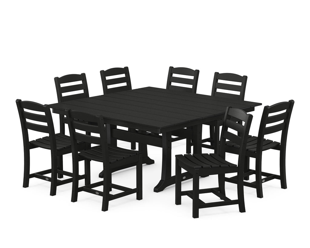 La Casa Café 9-Piece Farmhouse Trestle Dining Set