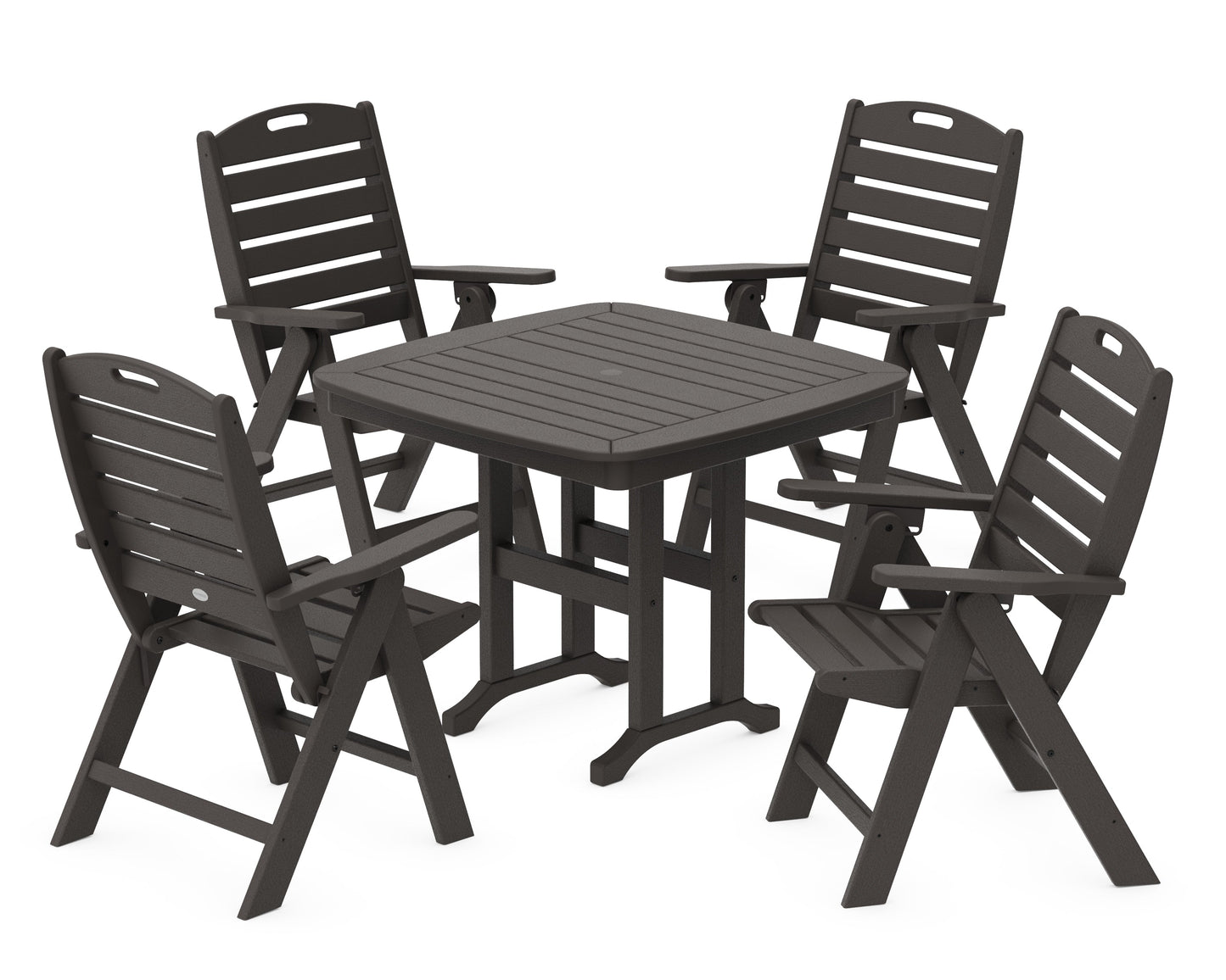 Nautical Folding Highback Chair 5-Piece Dining Set