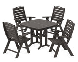Nautical Folding Highback Chair 5-Piece Dining Set