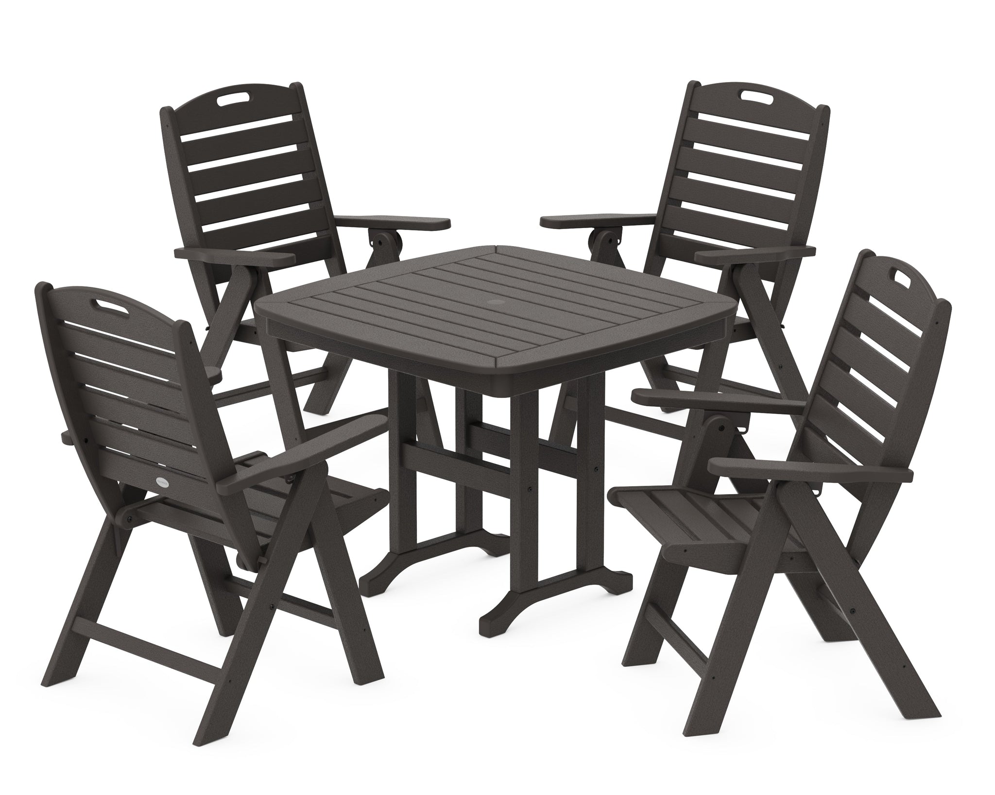 Nautical Folding Highback Chair 5-Piece Dining Set