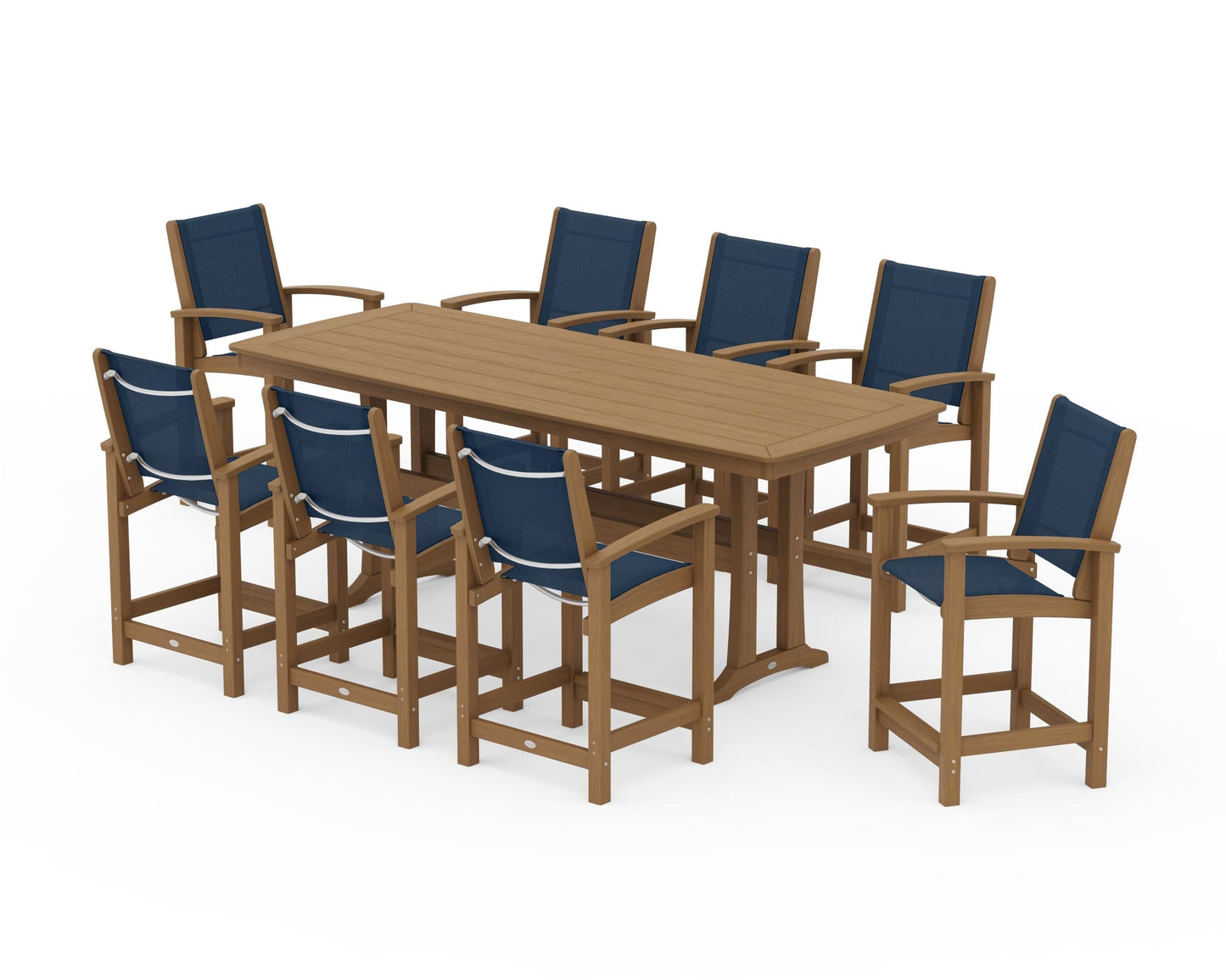 Coastal 9-Piece Counter Set with Trestle Legs