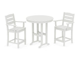 Lakeside 3-Piece Round Farmhouse Arm Chair Counter  Set