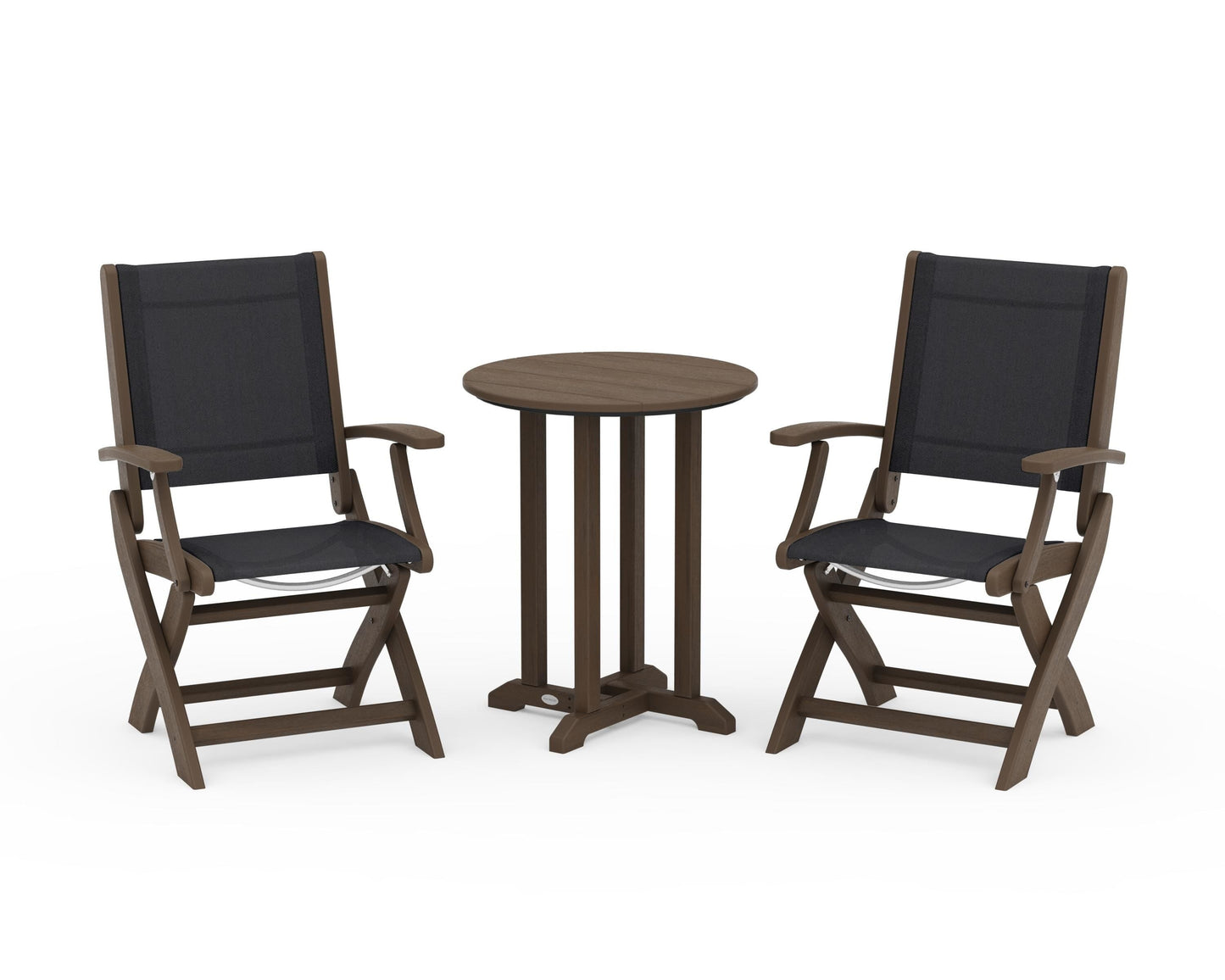 Coastal Folding 3-Piece Round Bistro Dining Set