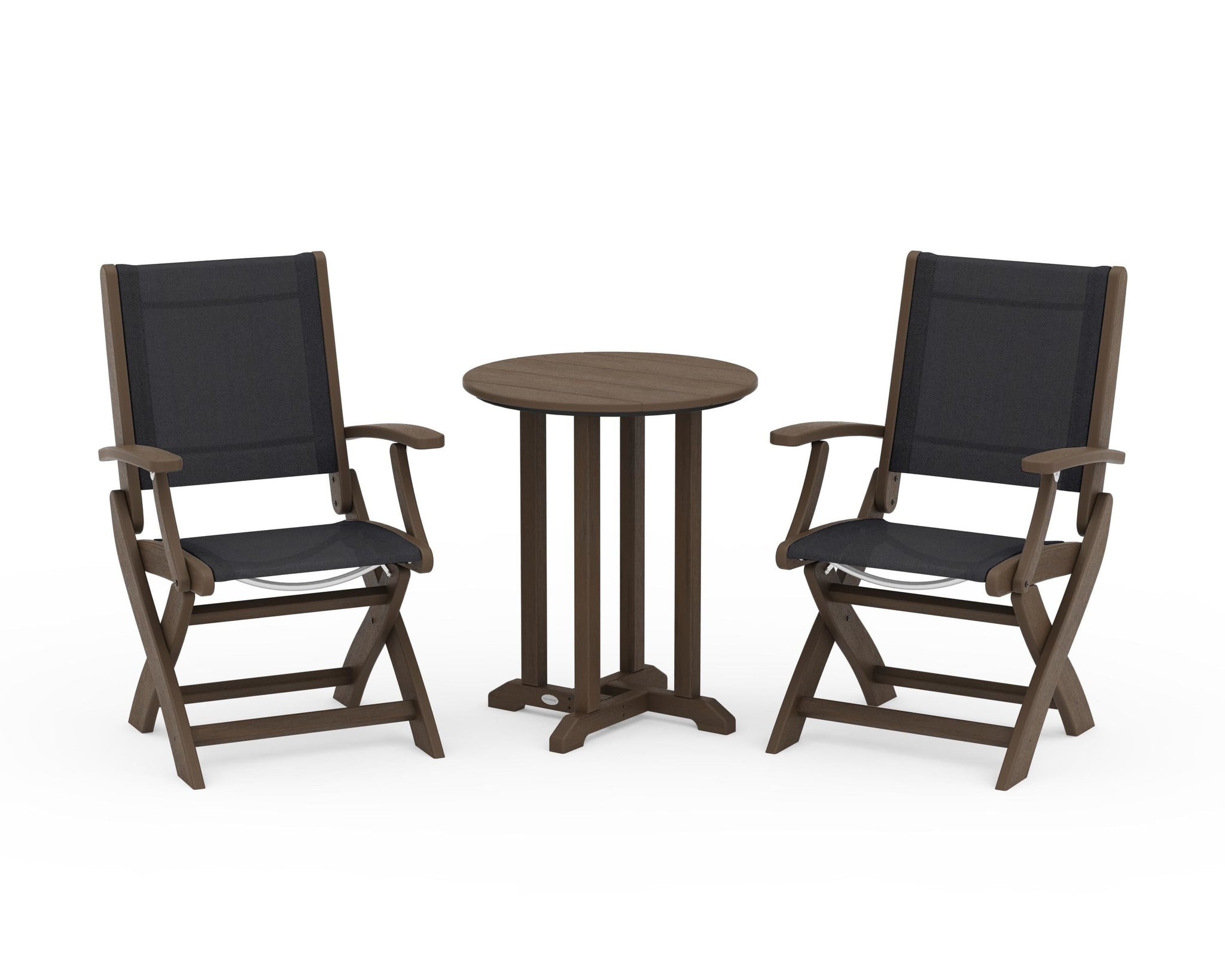 Coastal Folding 3-Piece Round Bistro Dining Set