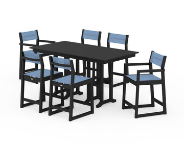 EDGE Sling 7-Piece Farmhouse Counter Set with Trestle Legs