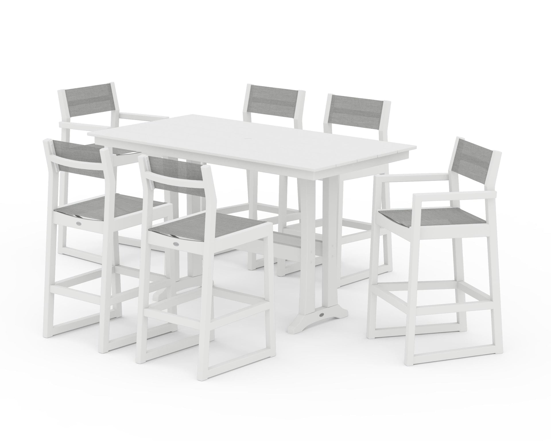EDGE Sling 7-Piece Farmhouse Bar Set with Trestle Legs