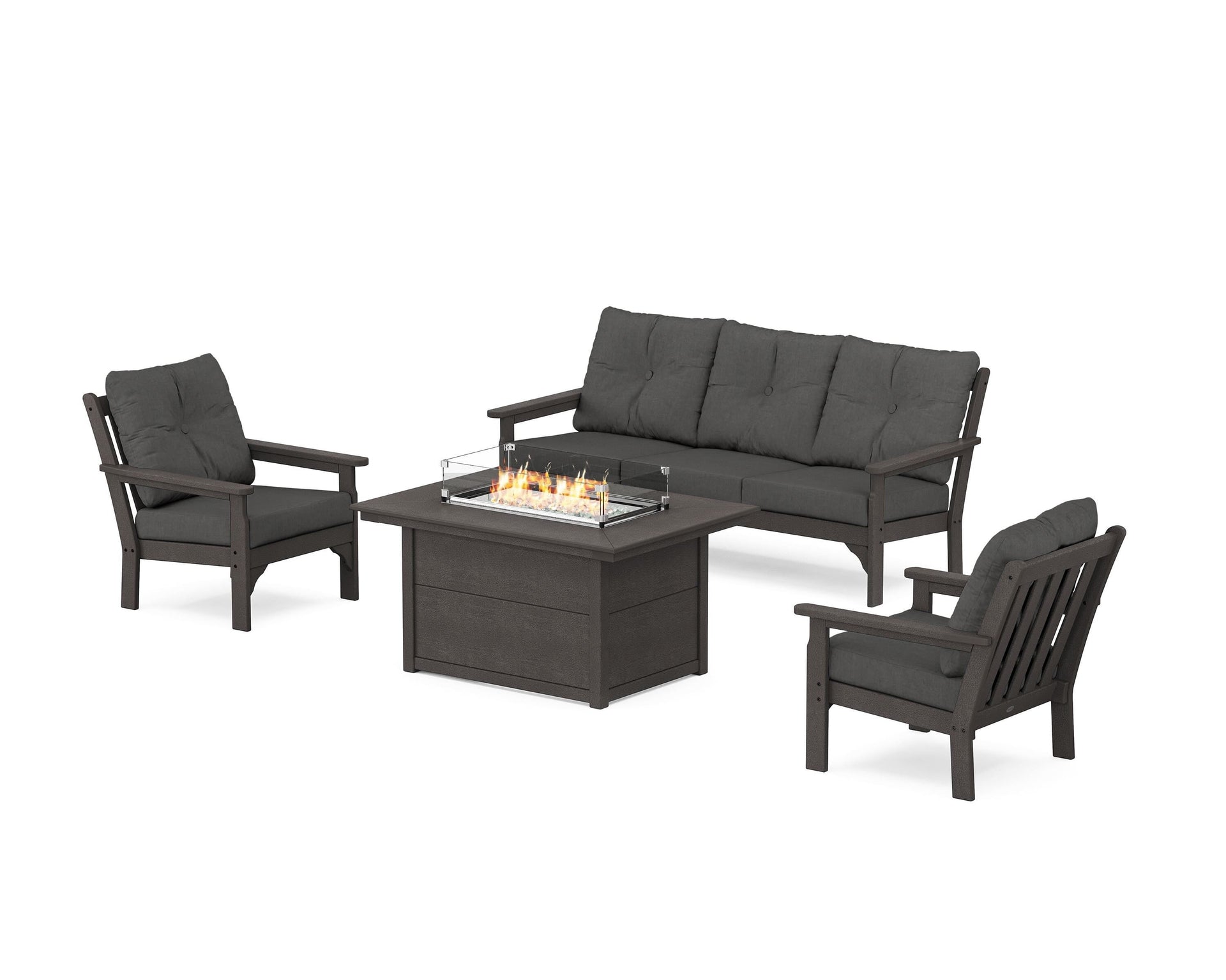 Vineyard Deep Seating Fire Pit Table Set