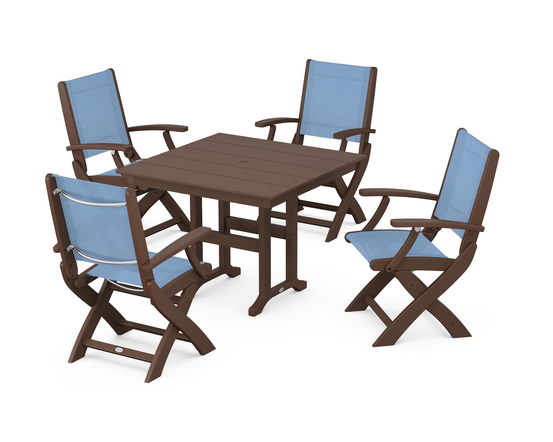 Coastal Folding Chair 5-Piece Farmhouse Dining Set