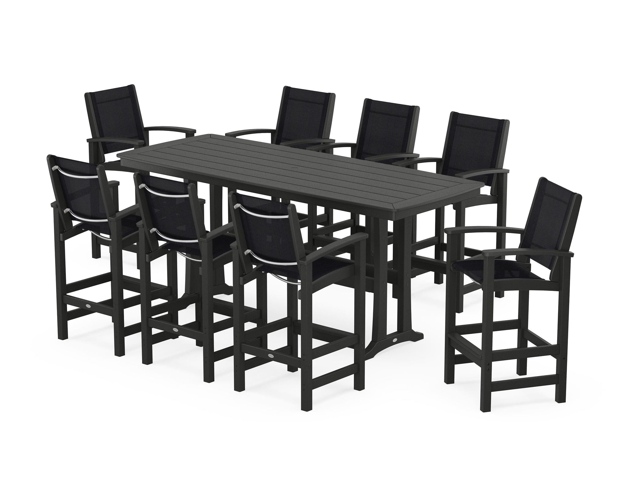 Coastal 9-Piece Bar Set with Trestle Legs