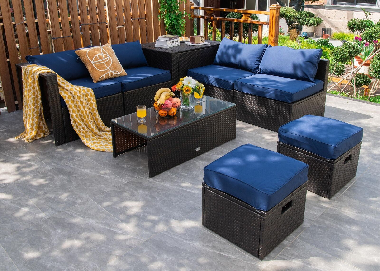 Costway 8-Pc Patio Rattan Sofa Furniture Set Storage Box White 26357819 New