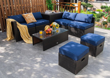 Costway 8-Pc Patio Rattan Sofa Furniture Set Storage Box White 26357819 New