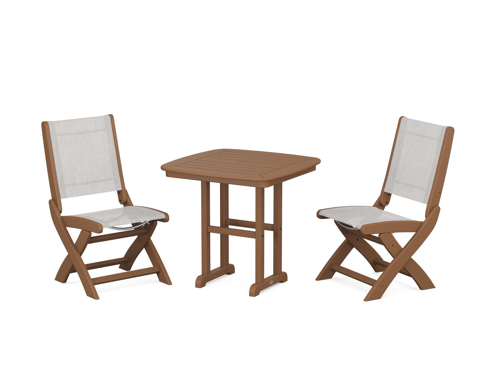Coastal Folding Side Chair 3-Piece Dining Set