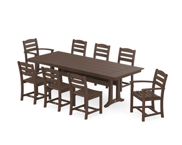La Casa Café 9-Piece Farmhouse Dining Set with Trestle Legs