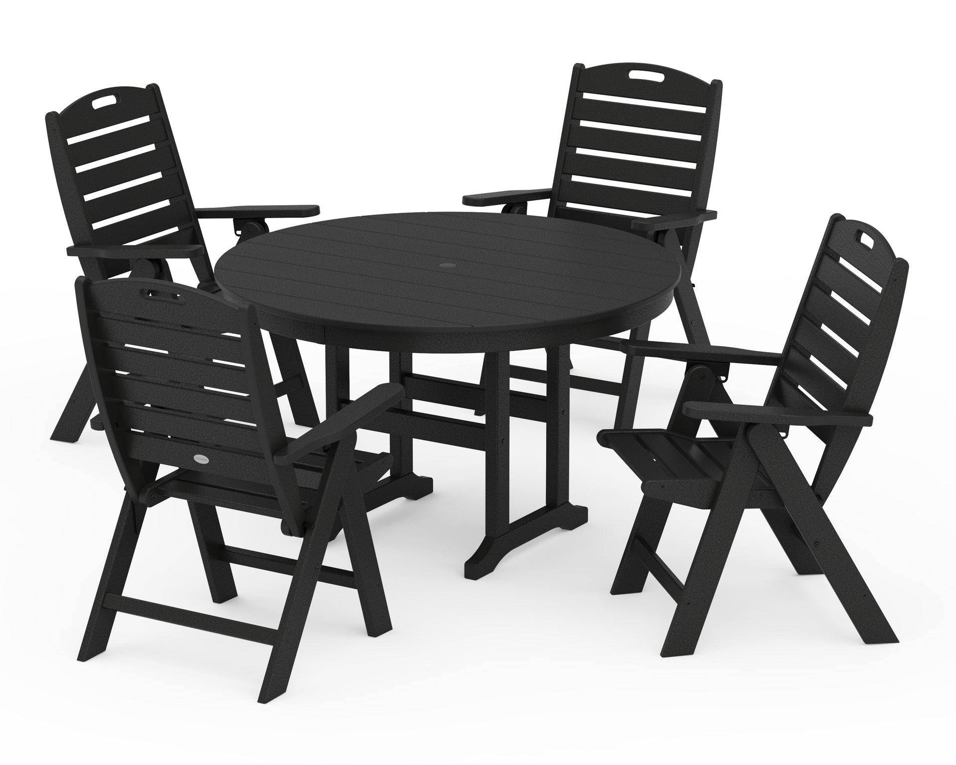 Nautical Folding Chair 5-Piece Round Farmhouse Dining Set