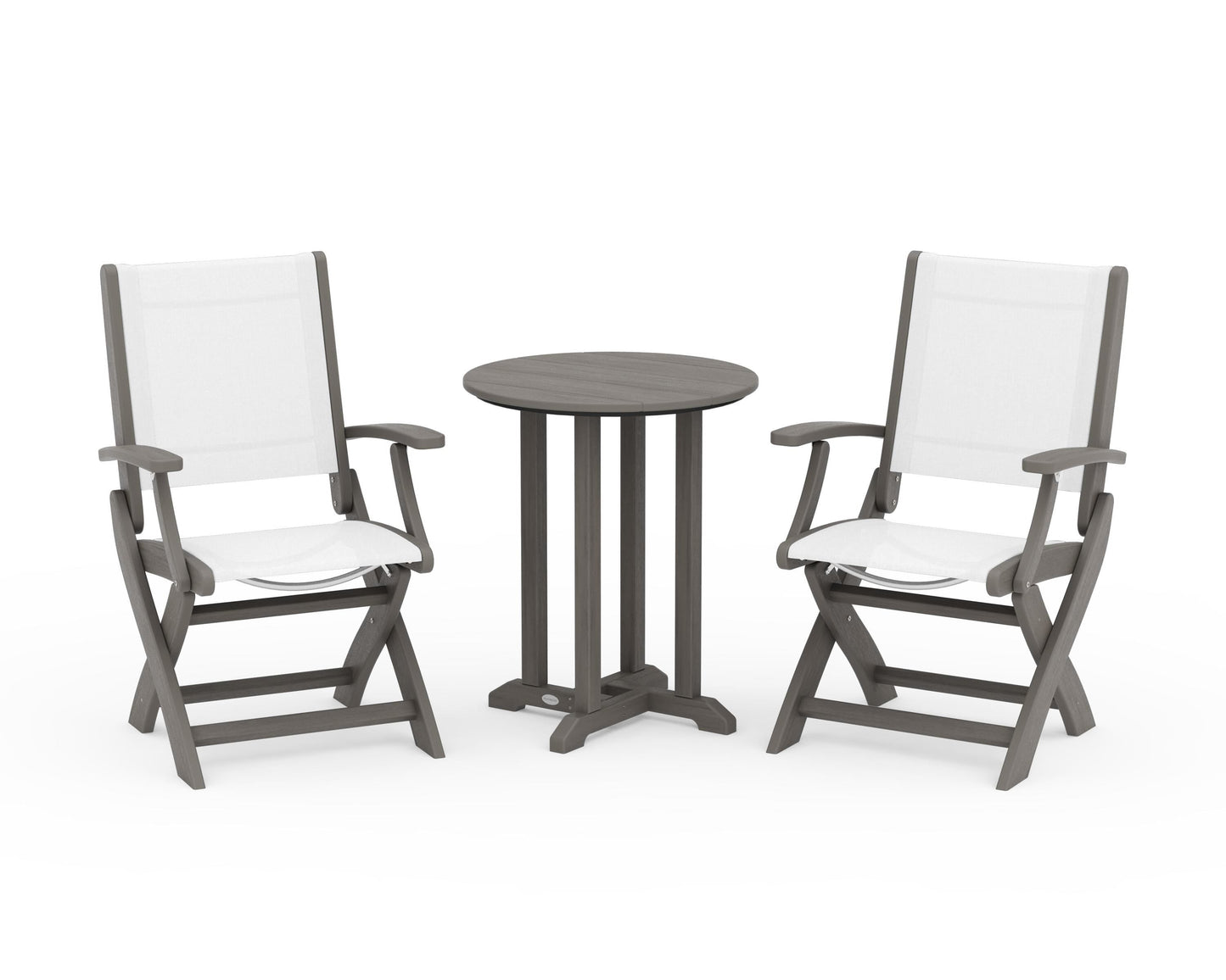 Coastal Folding 3-Piece Round Bistro Dining Set