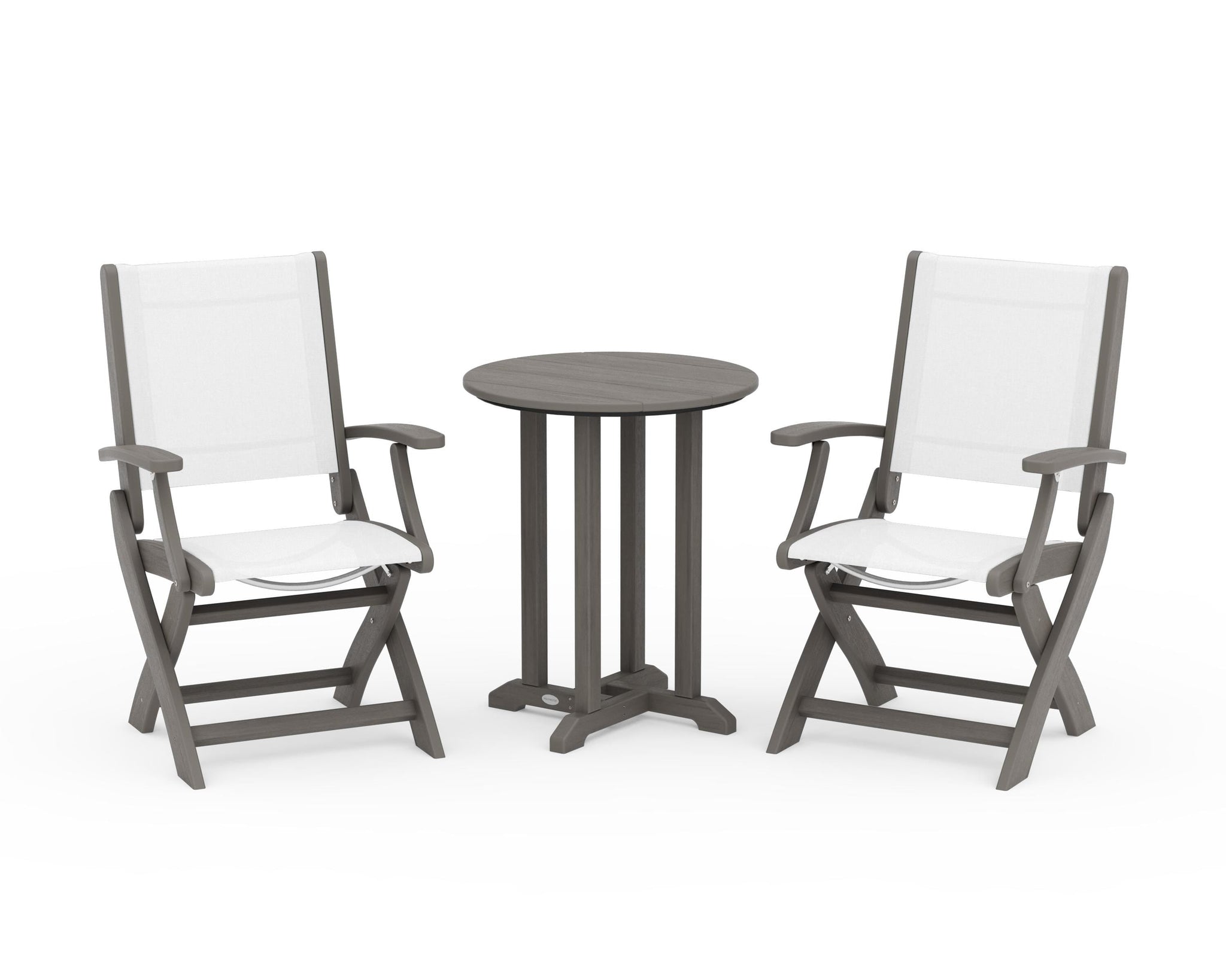 Coastal Folding 3-Piece Round Bistro Dining Set