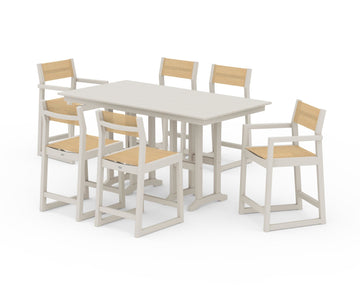 EDGE Sling 7-Piece Farmhouse Counter Set with Trestle Legs