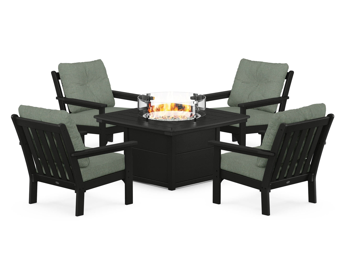 Vineyard 5-Piece Conversation Set with Fire Pit Table
