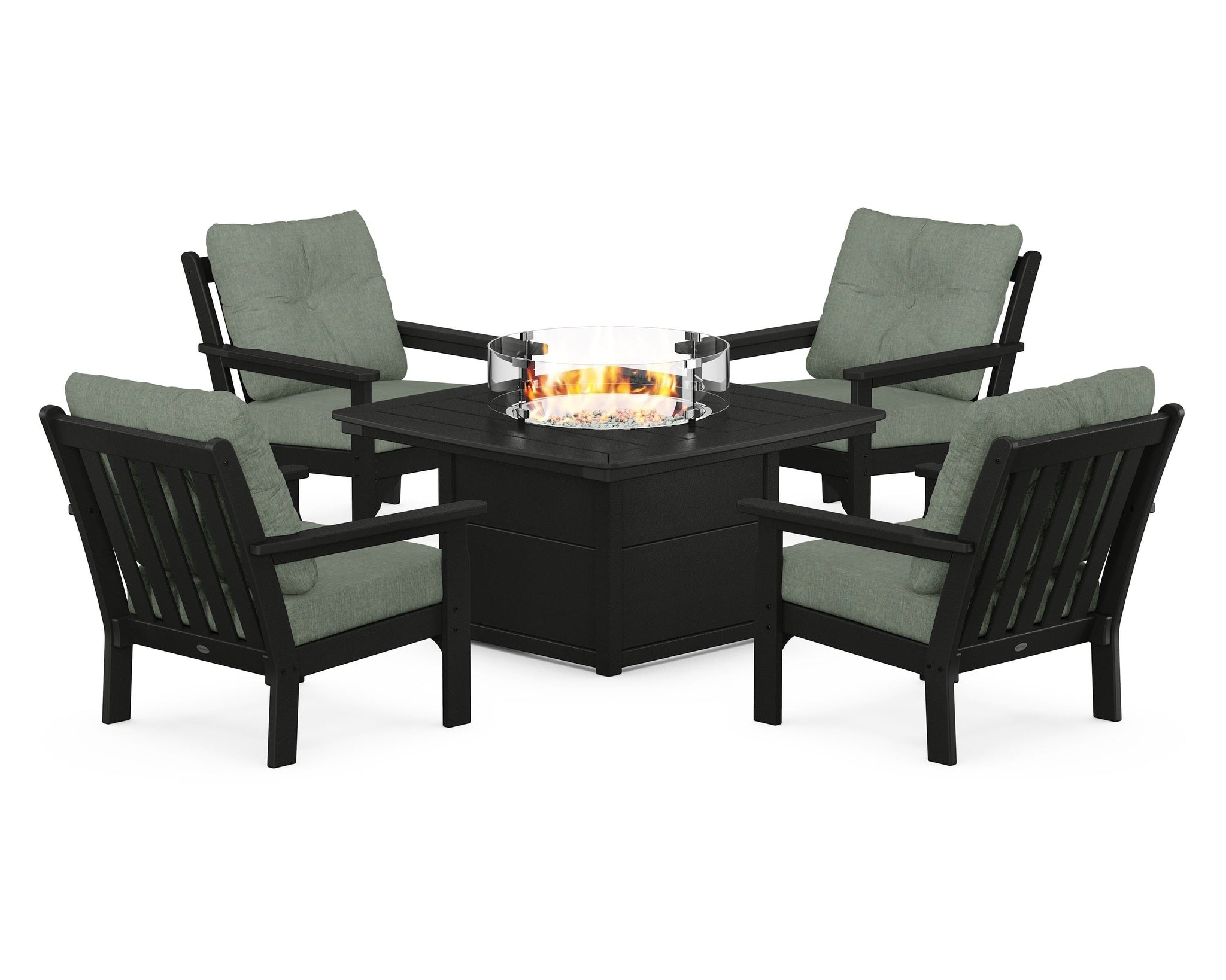 Vineyard 5-Piece Conversation Set with Fire Pit Table