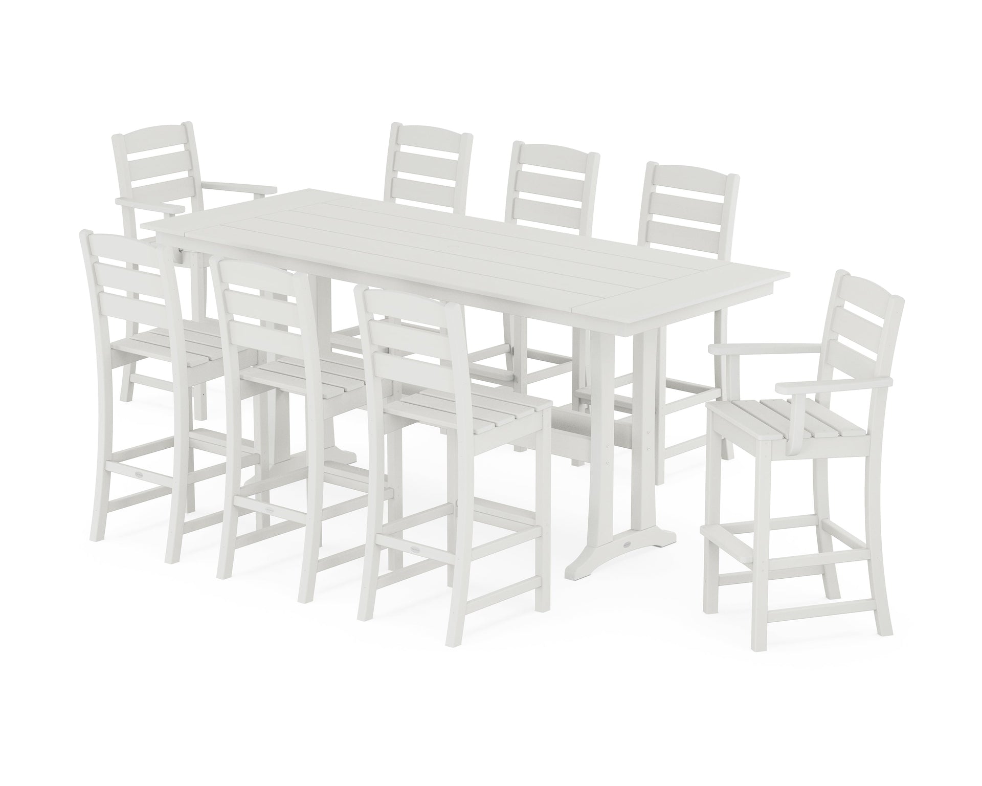 Lakeside 9-Piece Farmhouse Bar Set with Trestle Legs