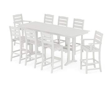 Lakeside 9-Piece Farmhouse Bar Set with Trestle Legs