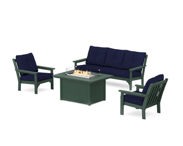 Vineyard Deep Seating Fire Pit Table Set