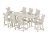 Modern Curveback Adirondack 9-Piece Farmhouse Counter Set with Trestle Legs