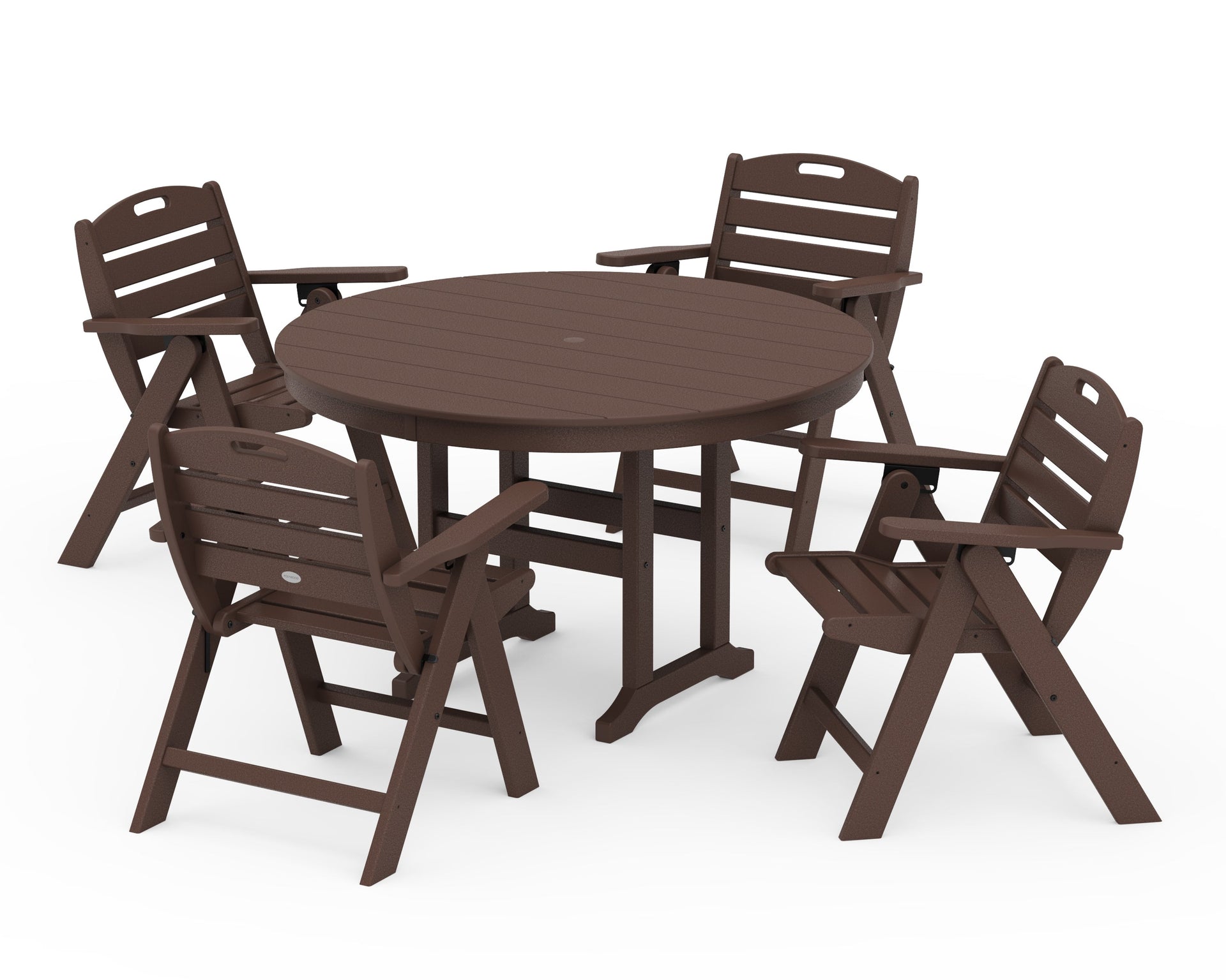 Nautical Folding Lowback Chair 5-Piece Round Farmhouse Dining Set