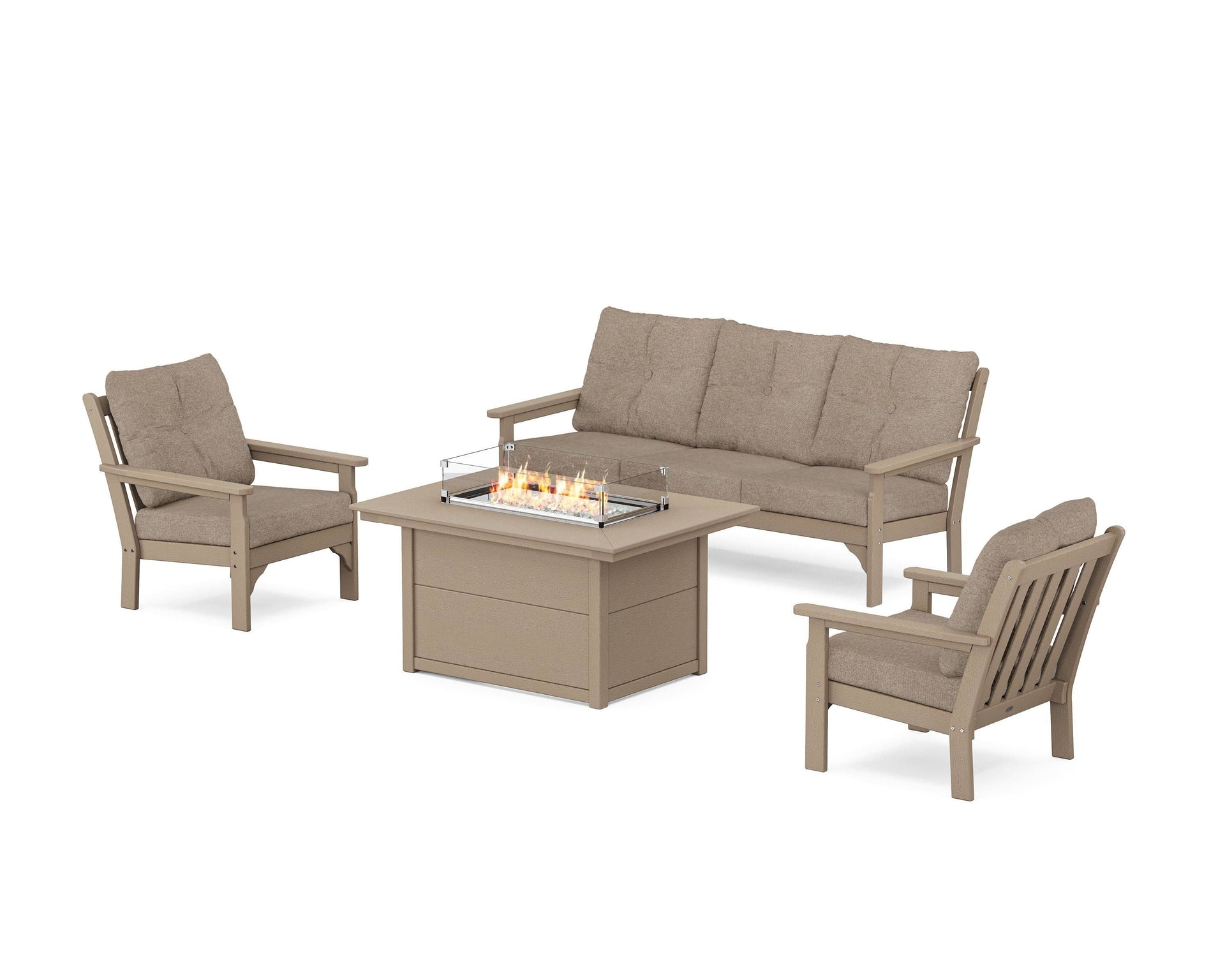 Vineyard Deep Seating Fire Pit Table Set